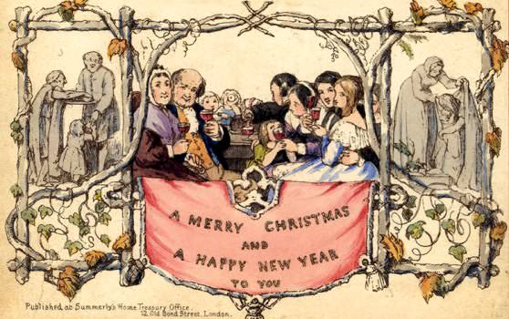 Первая открытка с поздравлением к Новому году 