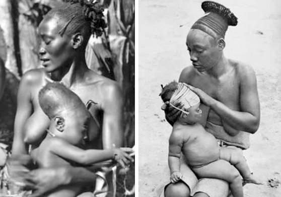 Мать племя майя делает ребенка красивым