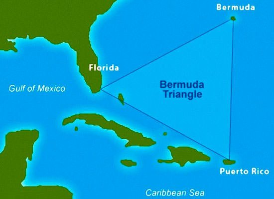 Карта местарасполжения Бермудского треугольника