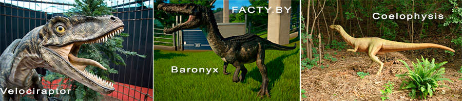 динозавры Velociraptor, Baronyx, Coelophysis