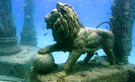 Найденная на дне моря скульптура льва древнего происхождения