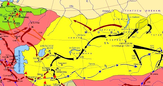 На карте - Каракорум - столица Монгольской империи