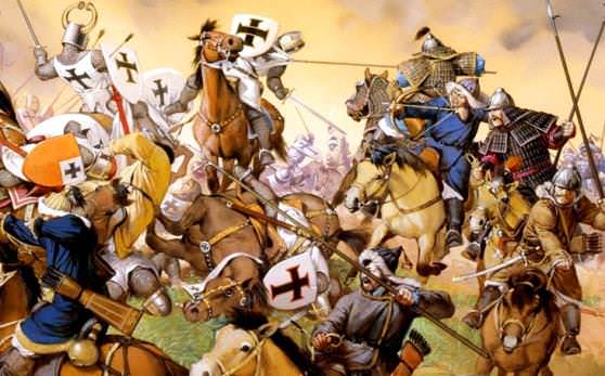 Великий правитель Чингисхан и его войско в бою