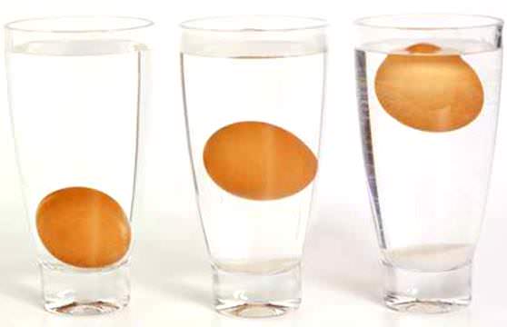 Погружение яиц в воду